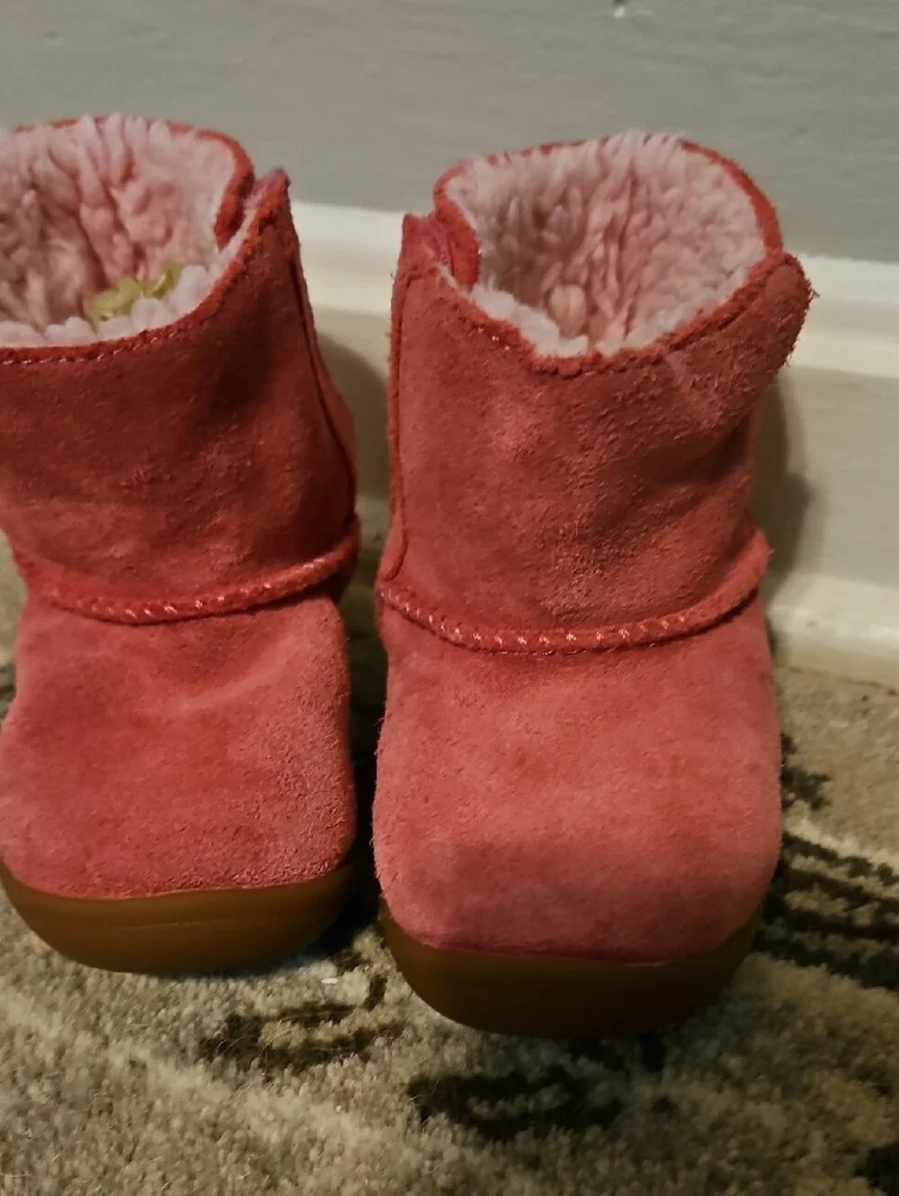 UGG Kids Pink Suede Shearling Boots